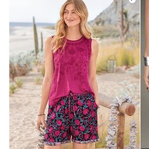 Sundance Relaxed Leia II Black Floral 100% Cotton Shorts Size XS